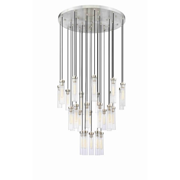 Z-Lite Beau Chandelier, 27-Light, 36 In.W x 12.75 In.H, Brushed Nickel/Clear 740P-27R-BN - main